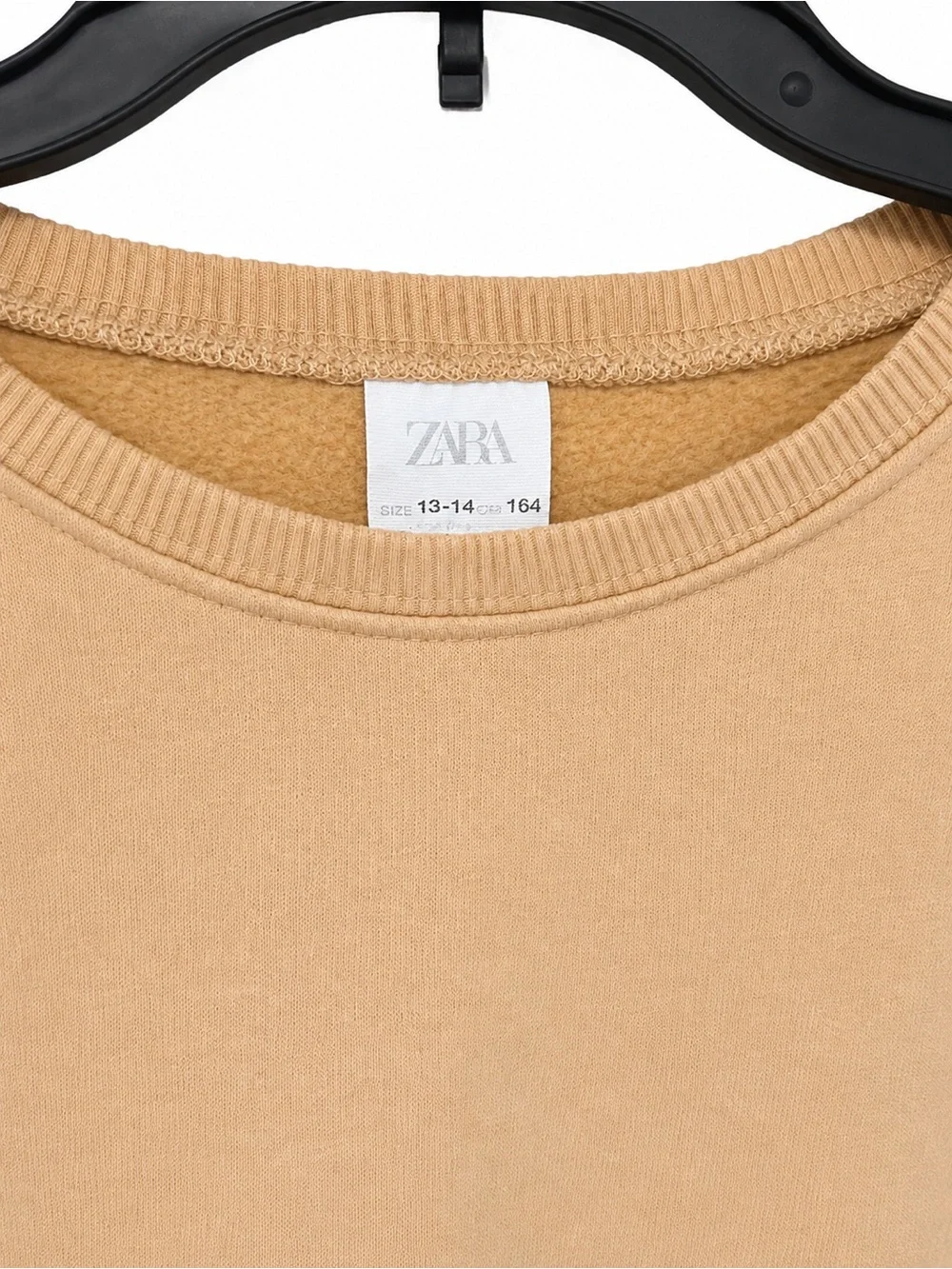 Zara Girls Bow Sweatshirt Tan Black Bows Puff Sleeve Size 13/14 EUC